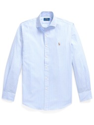 ralph lauren πουκαμισο ριγε custom fit stretch γαλαζιο-λευκο