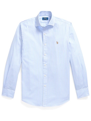 ralph lauren πουκαμισο ριγε custom fit stretch γαλαζιο-λευκο