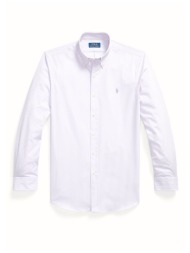 ralph lauren πουκαμισο ριγε button down custom fit stretch μωβ-λευκο