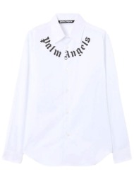 palm angels πουκαμισο m neck logo λευκο-μαυρο