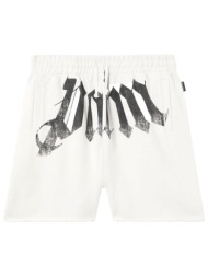 palm angels βερμουδα m big waist logo sweatshorts λευκο-μαυρο