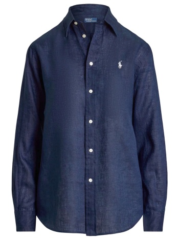ralph lauren πουκαμισο λινο classic fit logo μπλε