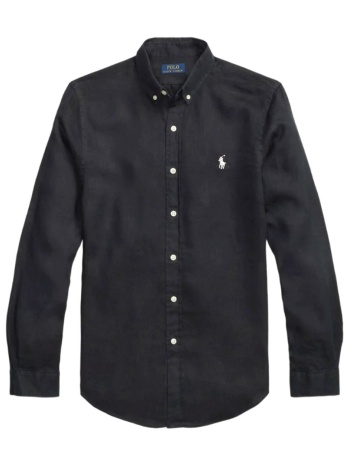 ralph lauren πουκαμισο λινο button down custom fit logo