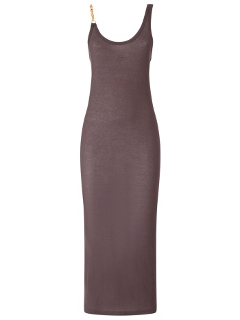 pinko φορεμα με αλυσιδα elinor dress καφε