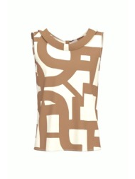 marella emme πουκαμισο emmgommoso με οψη σατεν κουμπια πισω εκρου-καφε