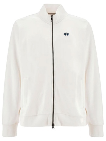 la martina φουτερ fullzip logo λευκο