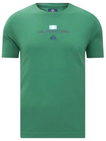 la martina t-shirt crew neck regular fit logo πρασινο