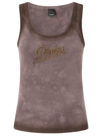 pinko φανελακι cosmopolitan tank top καφε με κεντημα pinko