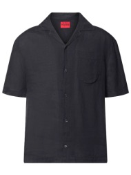 hugo πουκαμισο λινο exolino τσεπη μαυρο