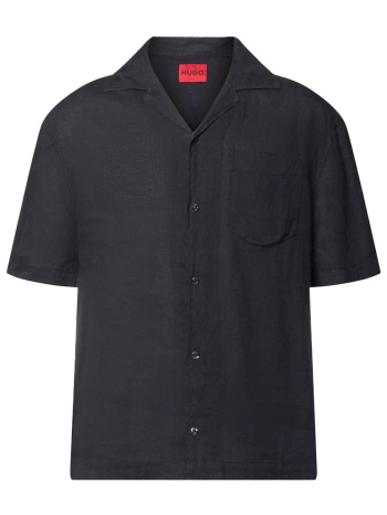 hugo πουκαμισο λινο exolino τσεπη μαυρο