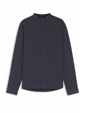 hugo πουκαμισο elvory mao λινο slim fit μπλε