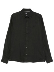 boss πουκαμισο λινο button down h-liam-bd-e-c1-261 μαυρο