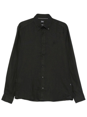 boss πουκαμισο λινο button down h-liam-bd-e-c1-261 μαυρο