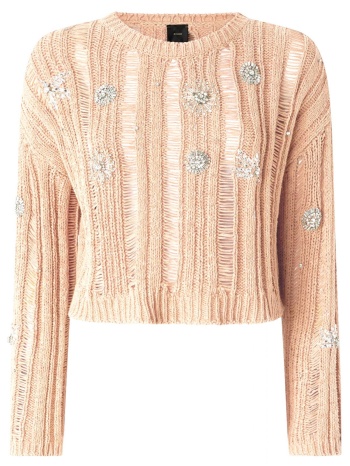 pinko μπλουζα πλεκτη pressione sweater μπεζ