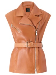 pinko δερματινο γιλεκο gypsy gilet καφε