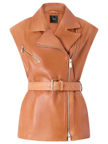 pinko δερματινο γιλεκο gypsy gilet καφε