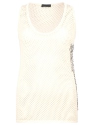 liu-jo better πλεκτο top διατρητο κρυσταλλα μπεζ