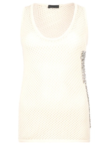 liu-jo better πλεκτο top διατρητο κρυσταλλα μπεζ