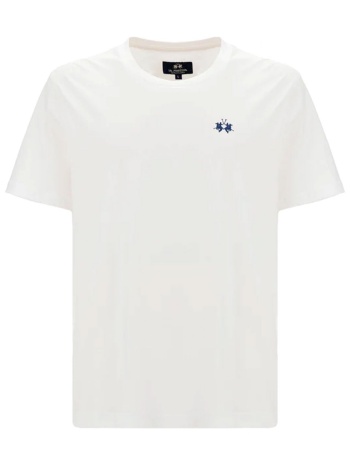 la martina t-shirt crew neck logo λευκο
