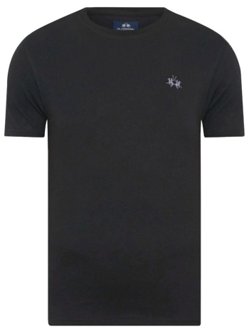 la martina t-shirt crew neck logo μαυρο