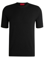 hugo πλεκτο t-shirt crew neck san carl-cv μαυρο