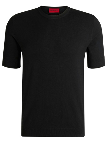 hugo πλεκτο t-shirt crew neck san carl-cv μαυρο