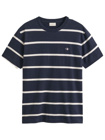gant t-shirt ριγε striped ss μπλε-εκρου