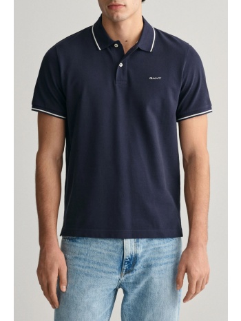 gant polo pique tipping ss μπλε