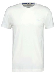 gant t-shirt slim fit contrast logo ss λευκο