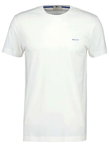 gant t-shirt slim fit contrast logo ss λευκο
