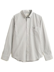 gant πουκαμισο ριγε reg classic poplin stripe shirt γκρι-λευκο