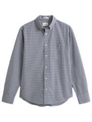 gant πουκαμισο καρω reg classic poplin gingham shirt μπλε-λευκο