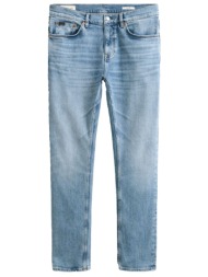gant παντελονι jeans slim fit mid rise light blue