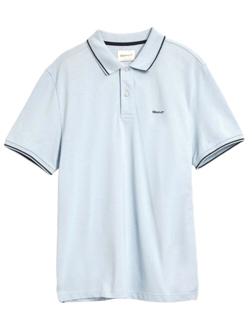 gant polo pique tipping ss γαλαζιο