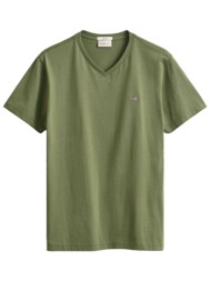 gant t-shirt v-neck slim shield λαδι