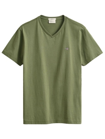 gant t-shirt v-neck slim shield λαδι