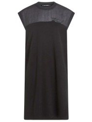 karl lagerfeld φορεμα midi signaature t-shirt logo μαυρο