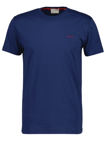 gant t-shirt slim fit contrast logo ss μπλε