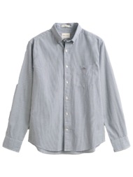 gant πουκαμισο ριγε reg classic poplin banker shirt μπλε-λευκο