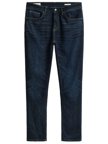 gant παντελονι jeans slim fit mid rise μπλε σκουρο