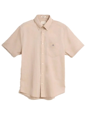gant πουκαμισο reg classic poplin ss shirt μπεζ