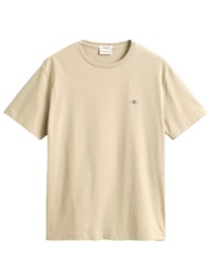 gant t-shirt reg shield ss μπεζ