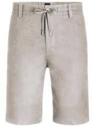 boss casual βερμουδα chino λινο tapered fit chino_tapered_ds_3s γκρι-μπεζ