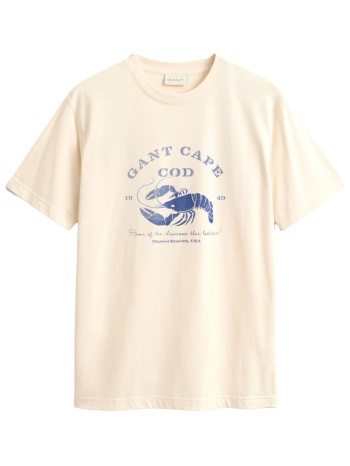 gant t-shirt graphic ss κρεμ