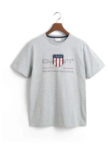 gant t-shirt reg archive shield ss γκρι
