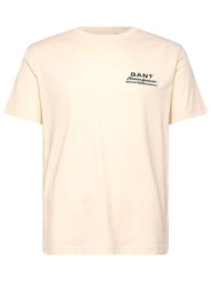 gant t-shirt small graphic ss κρεμ