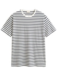 gant t-shirt ριγε pima stripe ss λευκο-μαυρο
