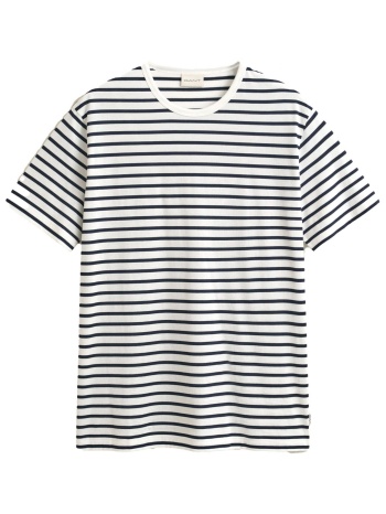 gant t-shirt ριγε pima stripe ss λευκο-μαυρο