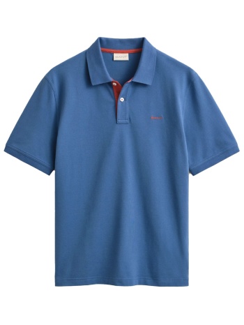 gant polo pique reg contrast ss μπλε ραφ