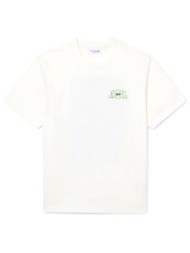 lacoste t-shirt crew neck classic fit logo λευκο